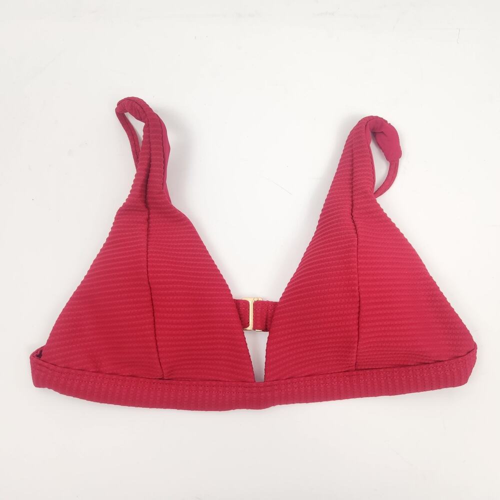 l*space Red Ribbed Triangle One-Piece Swim Top